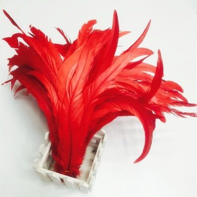Перья петуха 35-40 см. 1 шт. Красный цвет