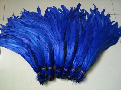 Перья петуха 35-40 см. 1 шт. Синего цвета