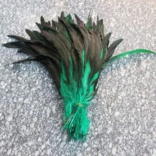 Перья петуха двухцветные 30-35 см. Зеленый цвет