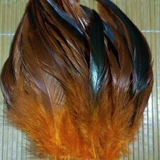 Перья петуха двухцветные 12-18 см. 20 шт. Оранжевого цвета