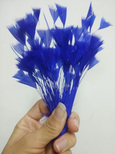Перья индейки "Геометрия" 10-15 см. 20 шт. Синий цвет