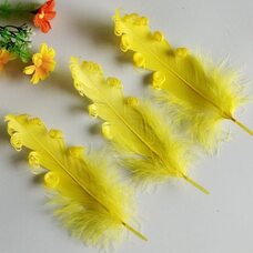 Перья гуся "кудри" 13-18 см. 10 шт. Желтого цвета