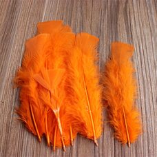 Плоские перья индейки 12-18 см. 20 шт. Оранжевый цвет