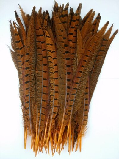 Декоративные перья Pheasаnt 25-30 см. Оранжевые