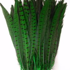 Декоративные перья 25-30 см. Зеленые