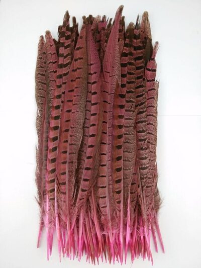 Декоративные перья Pheasаnt 25-30 см. Розовые
