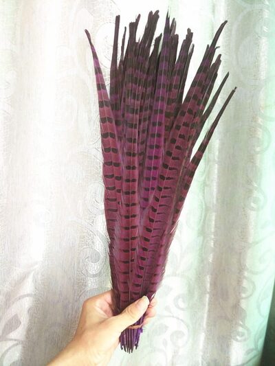 Декоративные перья Pheasаnt 45-50 см. Фиолетовые