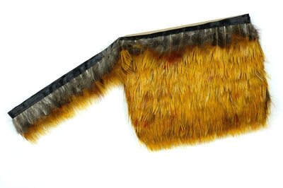 Тесьма из перьев цесарки на ленте 5 см, 1м. Желтого оттенка #14
