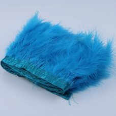 Тесьма из перьев марабу на ленте 15-18 см, 1м. Голубой цвет