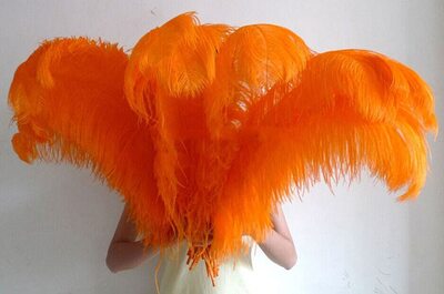 Премиум перья страуса 65-70 см. Оранжевый цвет
