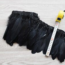 Тесьма из перьев гуся на ленте 15-20 см, 1м. Черный цвет