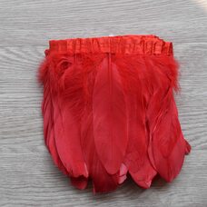 Тесьма из перьев гуся на ленте 15-20 см, 1м. Красный цвет