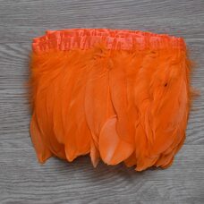 Тесьма из перьев гуся на ленте 15-20 см., 1м. Оранжевый цвет