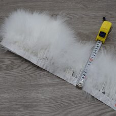 Тесьма из перьев марабу на ленте 15-18 см, 1м. Белый цвет