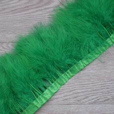 Тесьма из перьев марабу на ленте 15-18 см, 1м. Зеленый цвет
