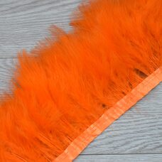 Тесьма из перьев марабу на ленте 15-18 см, 1м. Оранжевый цвет