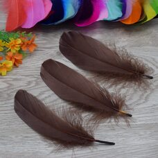 Пушистые перья гуся 13-18 см, 20 шт. Тёмно-коричневый цвет