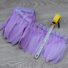 Тесьма из перьев гуся на ленте 15-20 см, 1м. Светло-фиолетовый цвет