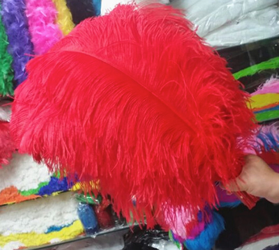 Премиум перья страуса 55-60 см. Красный цвет