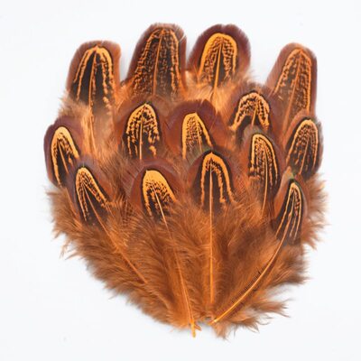 Декоративные перья разноцветные 5-8 см. 20 шт. Оранжевые