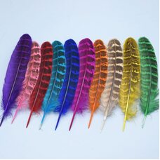 Декоративные перья 10-15 см. 10 шт. Голубые