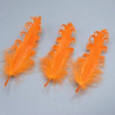 Перья гуся "кудри" 13-18 см. 10 шт. Оранжевого цвета