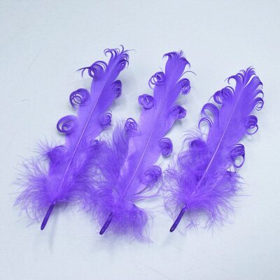 Перья гуся "кудри" 13-18 см. 10 шт. Фиолетового цвета