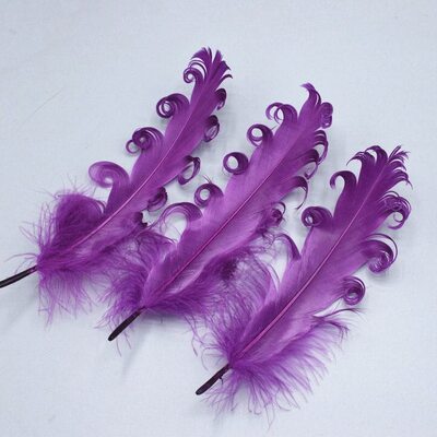 Перья гуся "кудри" 13-18 см. 10 шт. Темно-фиолетовый цвет