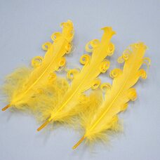 Перья гуся "кудри" 13-18 см. 10 шт. Золотистый цвет