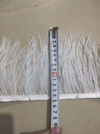 Тесьма из перьев страуса на ленте двухслойная (2 ply). 13-15 см, 1м.  - Белый цвет