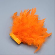 Тесьма из перьев индейки на ленте 13-18 см, 1м. - Оранжевый цвет