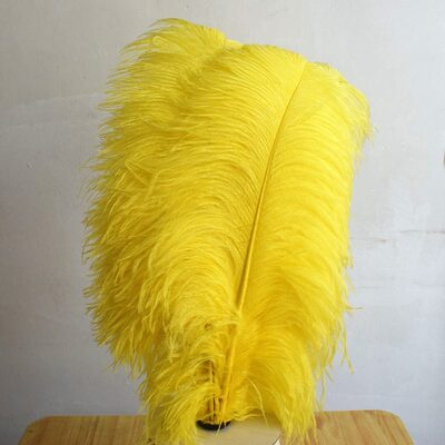 Премиум перья страуса 55-60 см. Желтый цвет