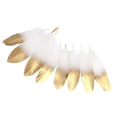 Пушистые перья гуся 15-20 см, 10 шт. Бело-золотого цвета