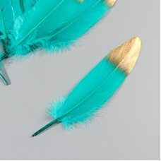 Пушистые перья гуся 15-20 см, 10 шт. Темно-зеленый с золотом