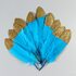 Пушистые перья гуся 15-20 см, 10 шт. Голубые с золотой крошкой