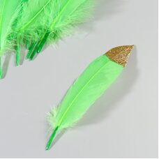 Пушистые перья гуся 15-20 см, 10 шт. Зеленое яблоко с золотой крошкой