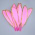 Пушистые перья гуся 15-20 см, 10 шт. Розовые в золотом обрамлении