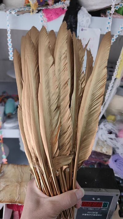 Гусиное перо 35-40 см, 1 шт., Золотистого цвета
