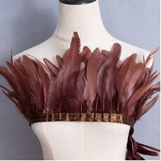 Тесьма из перьев гуся на ленте 15-20 см, 1 м, Коричневый цвет