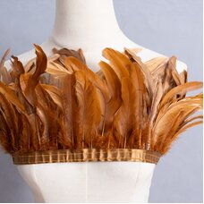 Тесьма из перьев гуся на ленте 15-20 см, 1 м, Светло-коричневые