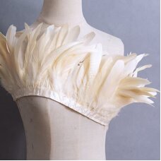 Тесьма из перьев гуся на ленте 15-20 см, 1 м, Бежевый цвет