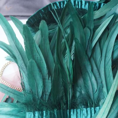 Тесьма из перьев гуся на ленте 25–30 см, 1 м, темно-зеленая
