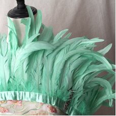 Тесьма из перьев гуся 25-30 см, 1м. Мятные 