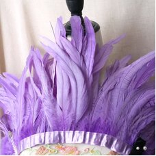 Тесьма из перьев гуся 25-30 см, 1м. Светло-фиолетовые