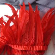 Тесьма из перьев гуся 25-30 см, 1м. Красные