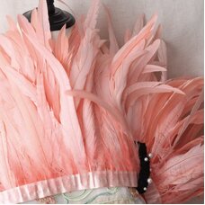Тесьма из перьев гуся 25-30 см, 1м. Персиковый