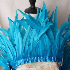Тесьма из перьев гуся 25-30 см, 1м. Бирюзово-голубой
