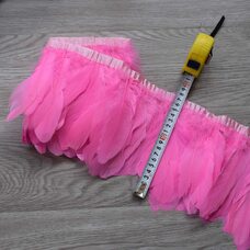 Тесьма из перьев гуся на ленте 15-20 см, 1м. Розовый цвет