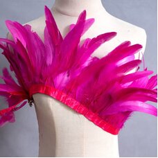 Тесьма из перьев гуся на ленте 15-20 см, 1 м, Фуксия