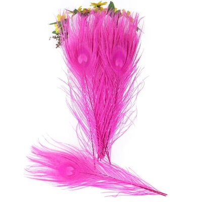 Цветные перья павлина 25-30 см. Цвет фуксия
